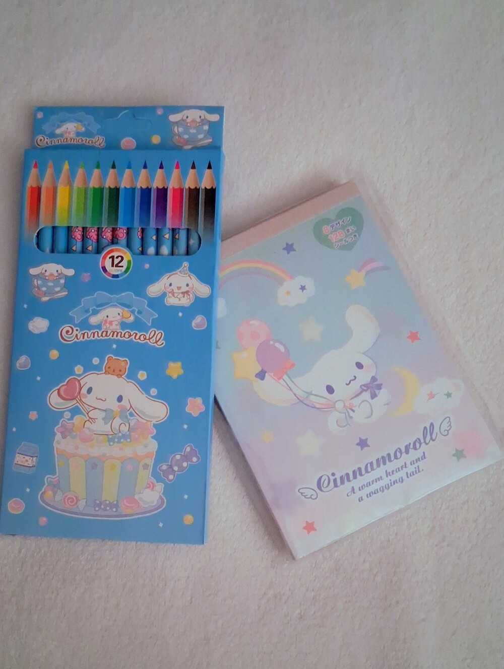 Cinnamoroll 12pk Colored Pencils And Thick note Pad